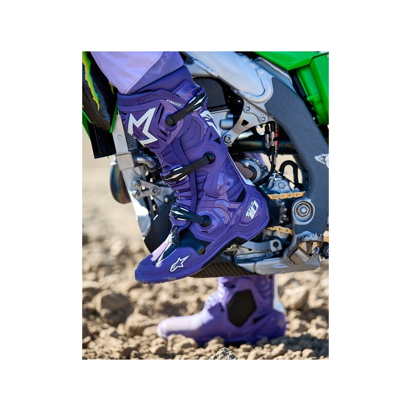 Topánky na motorku Alpinestars Tech 10 fialovo-čierno-biele
