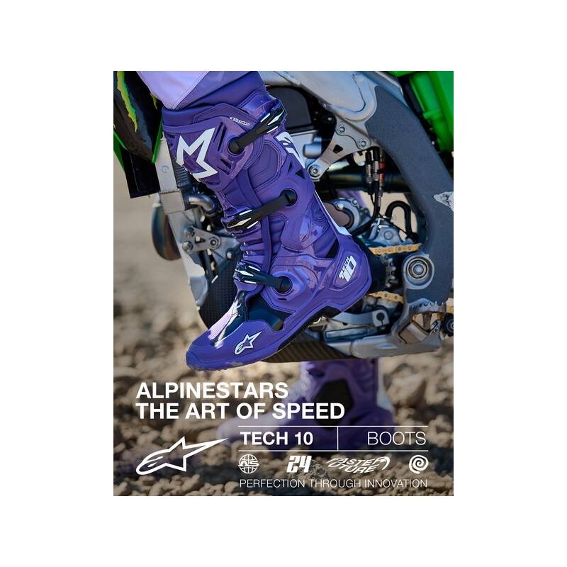 Topánky na motorku Alpinestars Tech 10 fialovo-čierno-biele