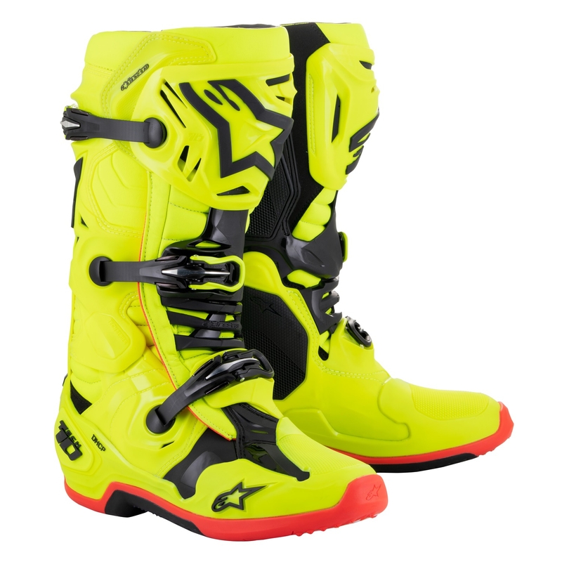 Čižmy na motocykel Alpinestars Tech 10 2024 žlto fluorescenčno-čierno-červené fluo