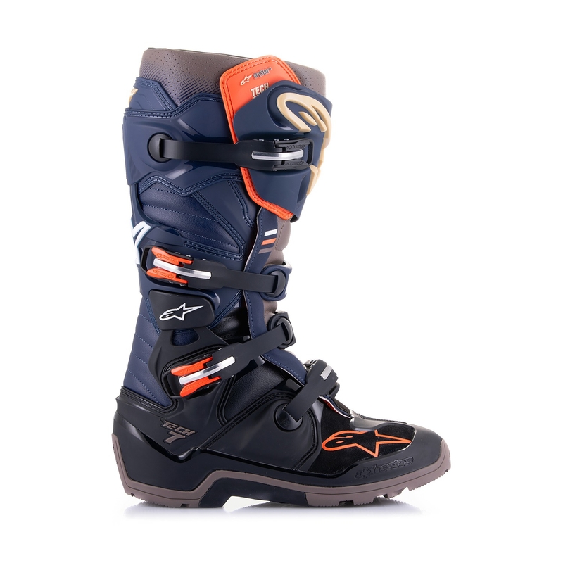 Čižmy na motocykel Alpinestars Tech 7 Enduro Drystar modro-šedo-oranžovo-čierne