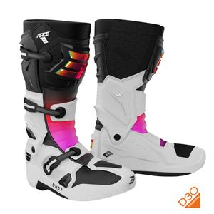 Topánky na motorku Shot Race 8 Holographic bielo-čierno-ružové