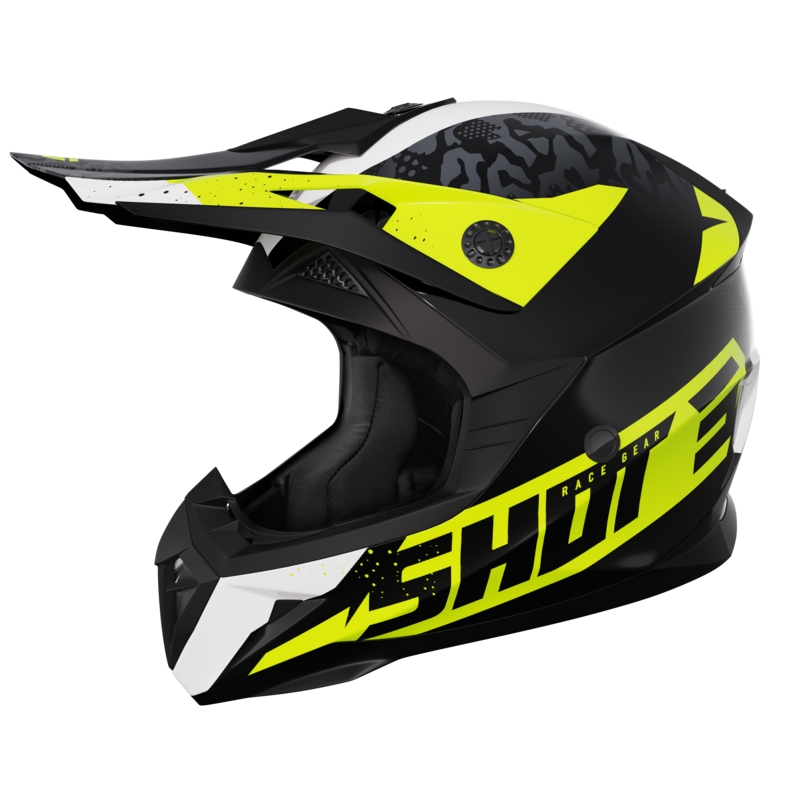 Motokrosová prilba na motocykel Shot Pulse Airfit čierno-bielo-fluorescenčno žltá lesklá výpredaj