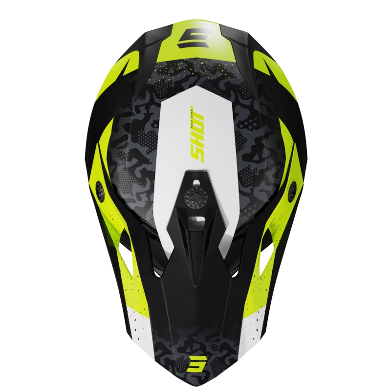 Motokrosová prilba na motocykel Shot Pulse Airfit čierno-bielo-fluorescenčno žltá lesklá výpredaj