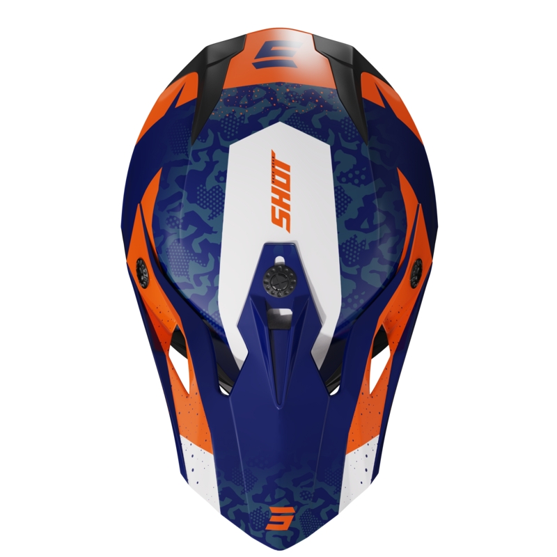 Motokrosová prilba na motocykel Shot Pulse Airfit modro-bielo-oranžová lesklá výpredaj