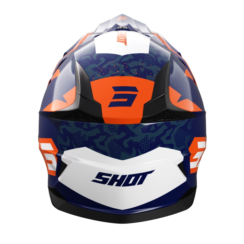 Motokrosová prilba na motocykel Shot Pulse Airfit modro-bielo-oranžová lesklá výpredaj