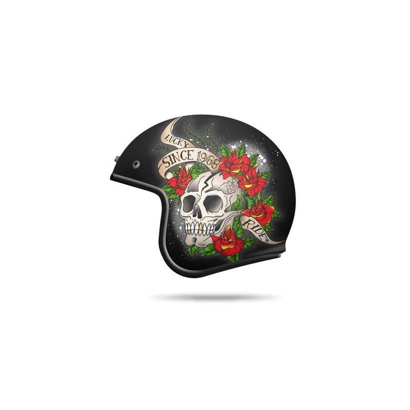 Prilba na motorku otvorená MT LeMans SV Skull & Rose červená