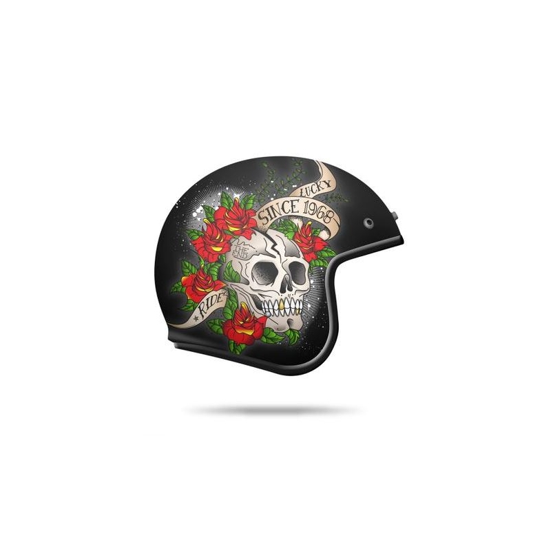 Prilba na motorku otvorená MT LeMans SV Skull & Rose červená