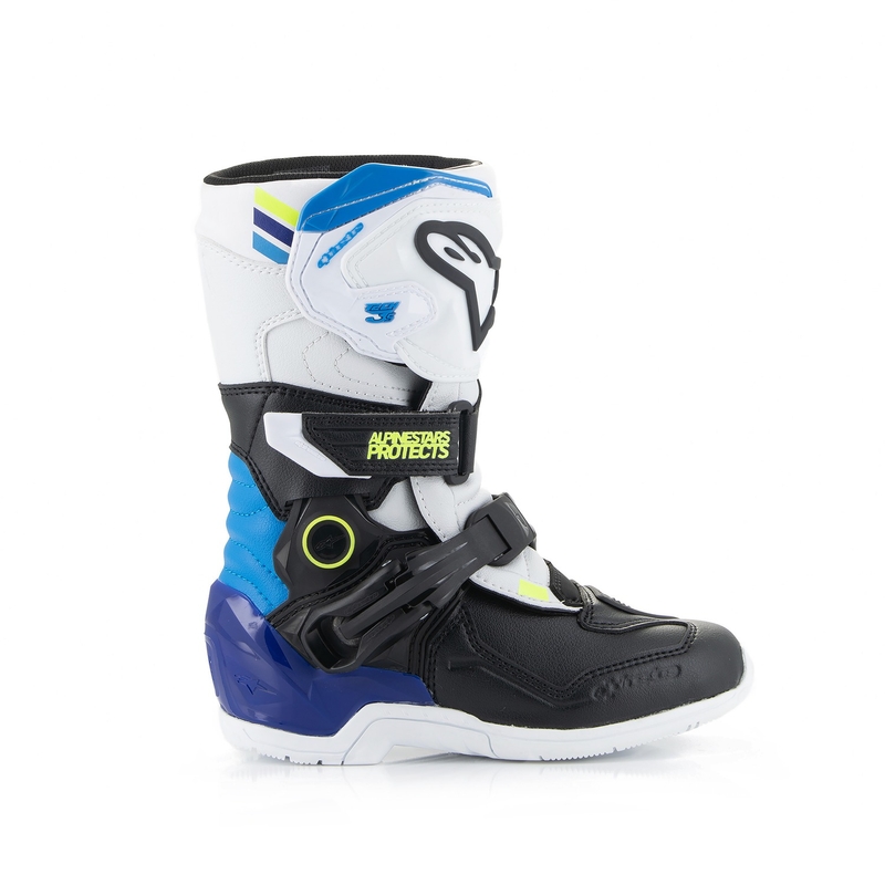 Detské topánky na motorku Alpinestars Tech 3S Kids bielo-čierno-modré