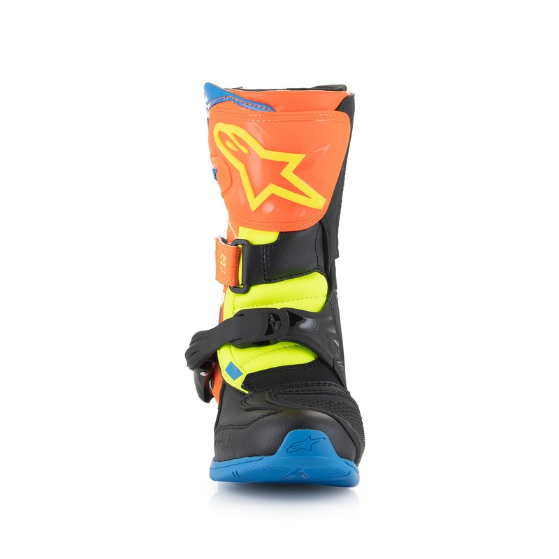 Detské čižmy na motocykel Alpinestars Tech 3S Kids fluorescenčno oranžovo-modro-fluorescenčno žlto-čierne