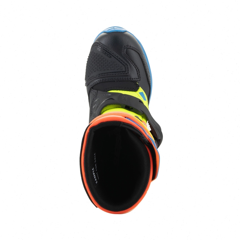 Detské čižmy na motocykel Alpinestars Tech 3S Kids fluorescenčno oranžovo-modro-fluorescenčno žlto-čierne