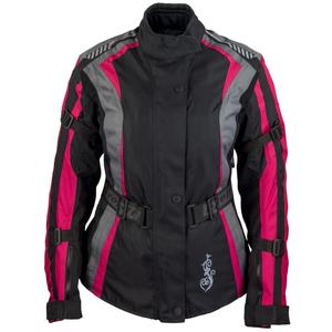 Moto bunda dámska Roleff Estretta čierno-ružovo-šedá