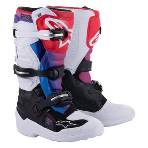 Detské motokrosové topánky Alpinestars Tech 7 S 2024 bielo-čierno-červeno-modro-fialové