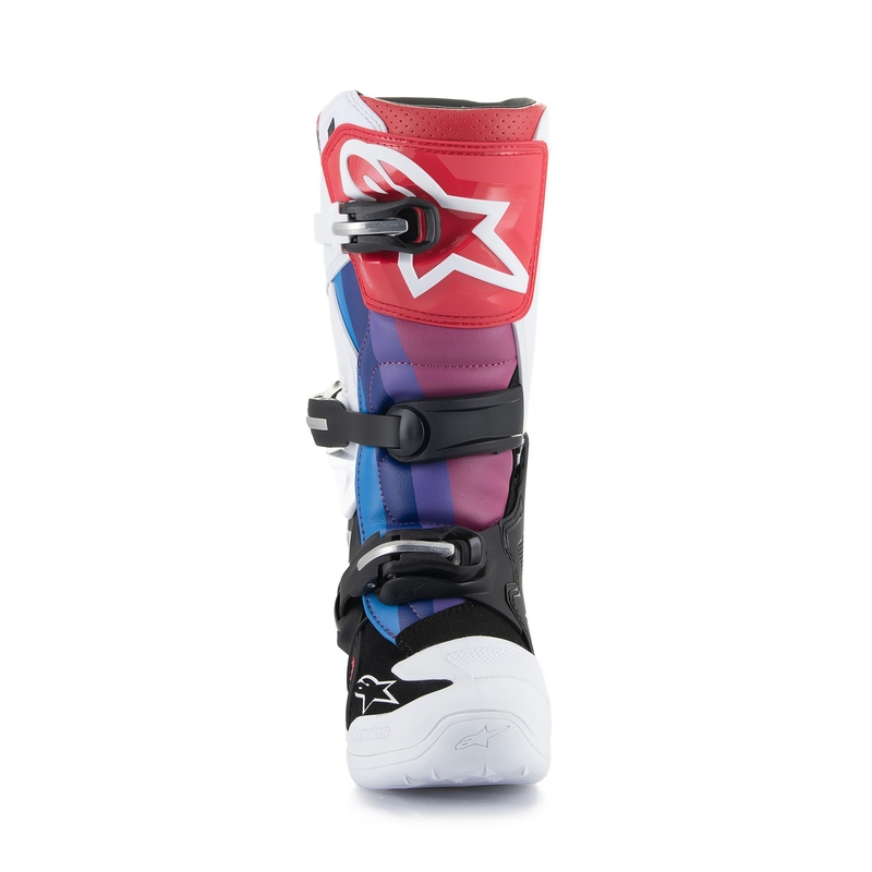 Detské motokrosové topánky Alpinestars Tech 7 S bielo-čierno-červeno-modro-fialové