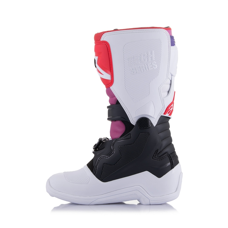 Detské motokrosové topánky Alpinestars Tech 7 S bielo-čierno-červeno-modro-fialové