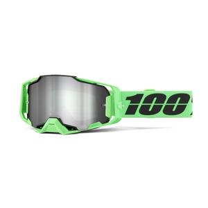 Motokrosové okuliare 100% ARMEGA ANZA 2 zelené (zrkadlové strieborné plexi)