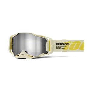 Motokrosové okuliare 100% ARMEGA Barely zlaté (zrkadlové strieborné plexi)