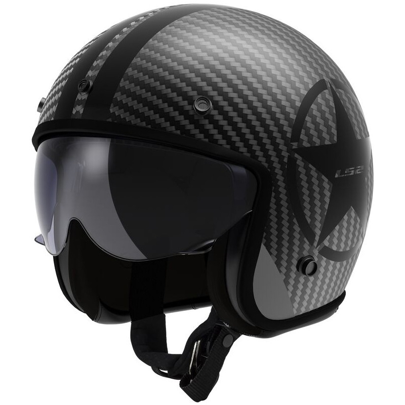 Otvorená prilba na motorku LS2 OF601 Bob II Carbon Star čierna matná
