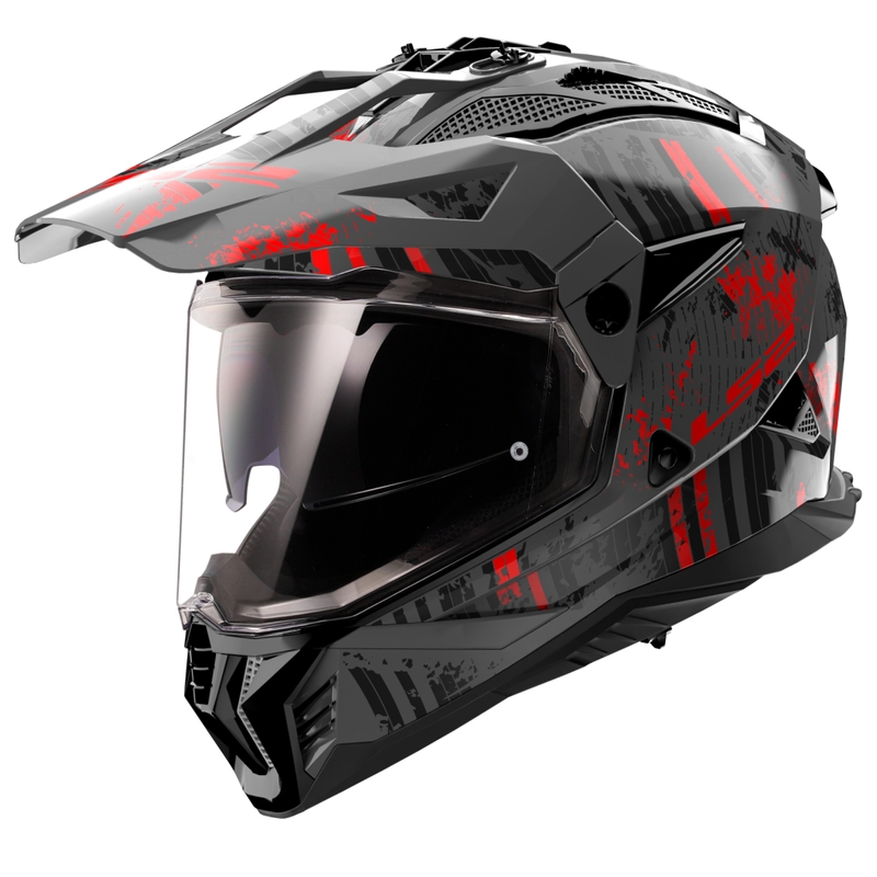 Enduro prilba na motocykel LS2 MX702 PIONEER II CRAZY čierno-červená