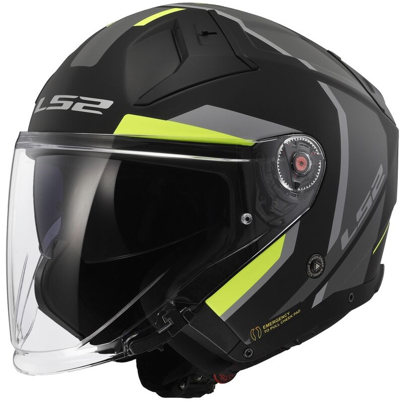 Otvorená prilba na motocykel LS2 OF603 Infinity II Focus čierno-fluorescenčno žltá