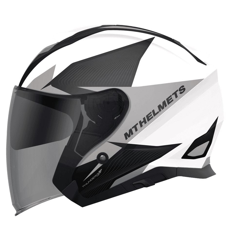 Prilba na motorku otvorená MT Thunder SV Jet Wing bielo-šedá