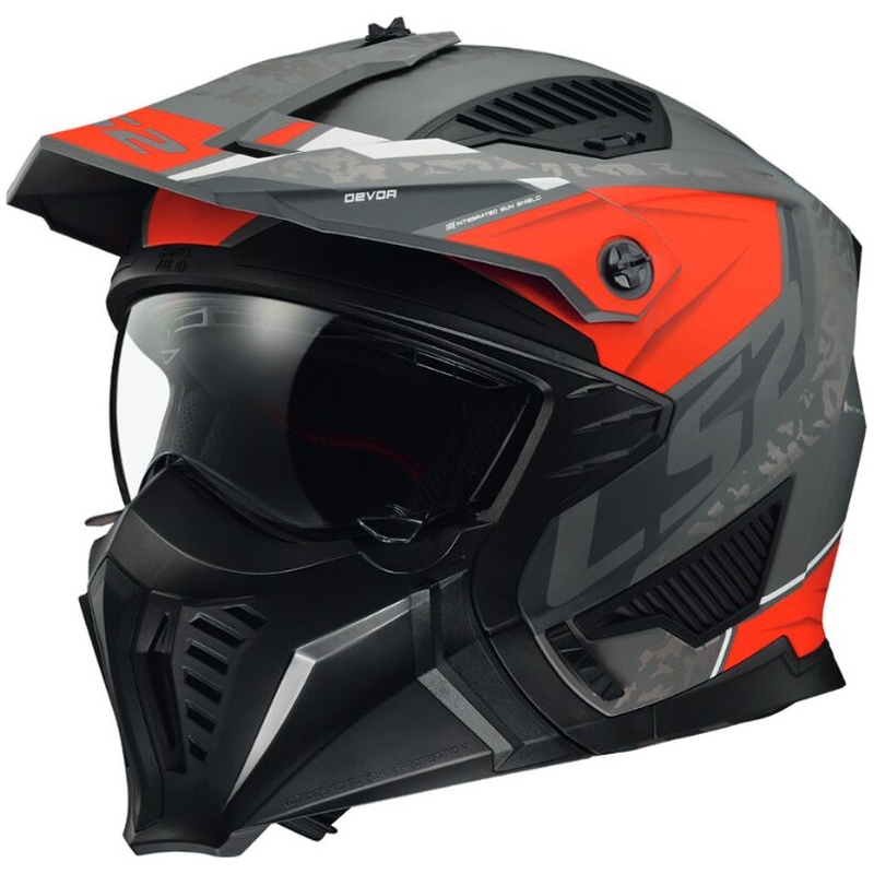 Prilba na motocykel LS2 OF606 Drifter Devor strieborno-titánovo-červená