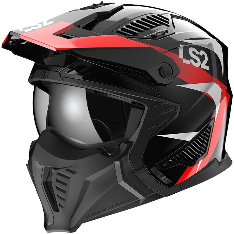Prilba na motocykel LS2 OF606 Drifter Triality čierno-červená ​