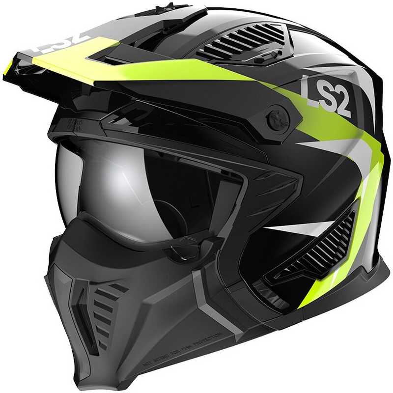 Prilba na motocykel LS2 OF606 Drifter Triality čierno-fluorescenčno žltá