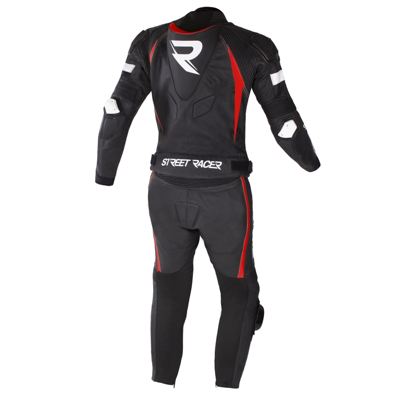 Kombinéza na motocykel Street Racer Fast Track 2 čierno-bielo-červená - II. akosť