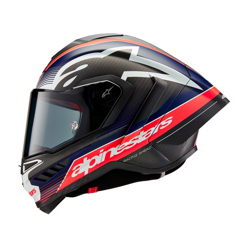 Integrálna prilba na motorku Alpinestars Supertech R-10 Team carbon fluo červeno-modro-biela matná
