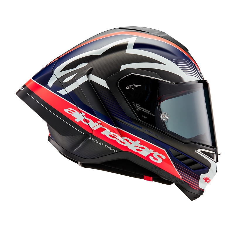 Integrálna prilba na motorku Alpinestars Supertech R-10 Team carbon fluo červeno-modro-biela matná