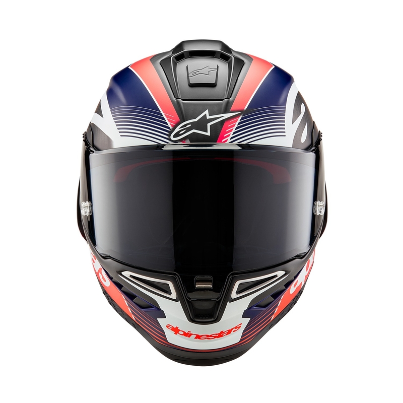 Integrálna prilba na motorku Alpinestars Supertech R-10 Team carbon fluo červeno-modro-biela matná