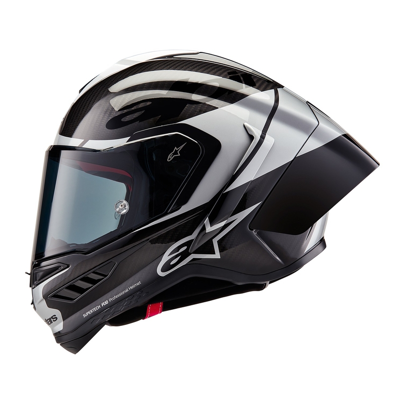Integrálna helma na motorku Alpinestars Supertech R-10 Element carbon strieborno-čierna