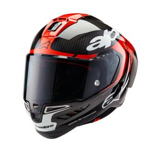 Integrálna helma na motorku Alpinestars Supertech R-10 Element 2024 carbon fluo červeno-biela