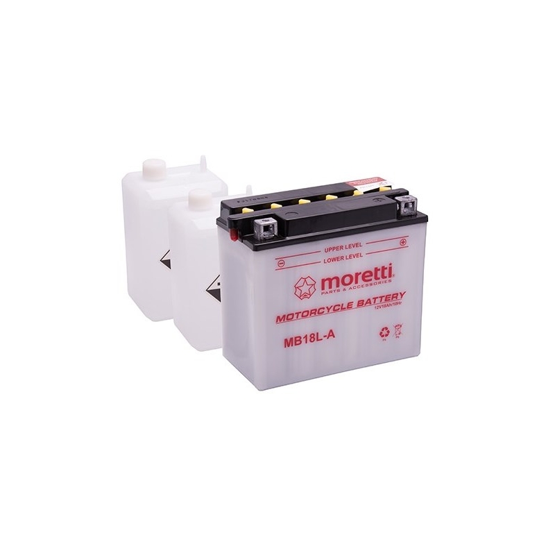 Konvenčná motocyklová batéria Moretti MB18L - A, 12 V, 18 Ah