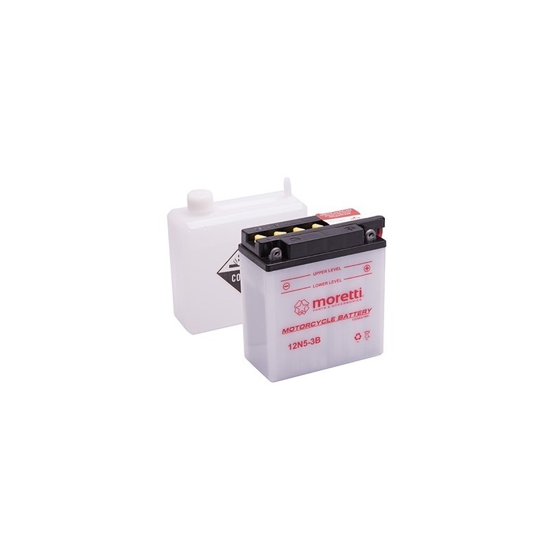 Konvenčná motocyklová batéria Moretti 12N5 - 3B, 12 V, 5 Ah