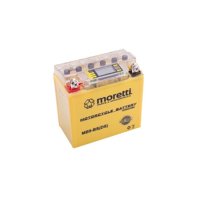 Bezúdržbová gélová batéria Moretti MB9-BS, 12 V, 9 Ah s meračom napätia