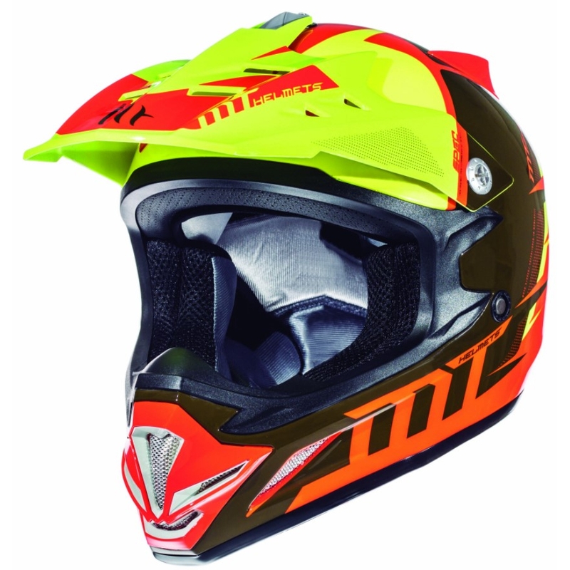 Detská motokrosová prilba na motocykel MT MX-2 Spec fluorescenčno-oranžovo-žltá