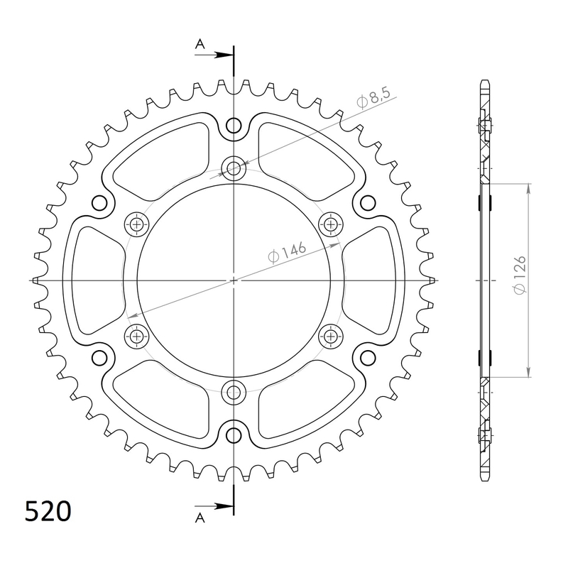 Rozeta SUPERSPROX STEALTH zlatá 49T, 520