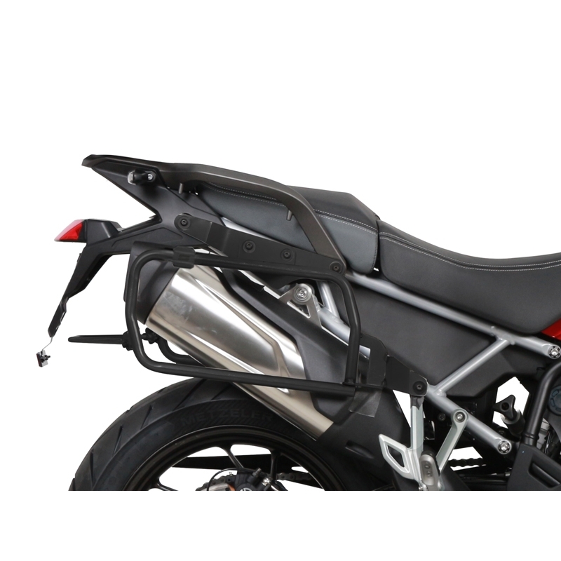 Kompletná sada bočných čiernych hliníkových kufrov SHAD TERRA BLACK , 36/47 l litrov, vrátane montážnej sady SHAD TRIUMPH Tiger 900