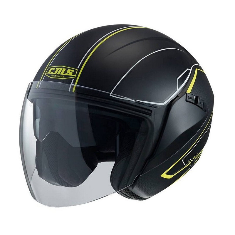 Otvorená prilba na motorku CMS S-JET Vision čierno-fluo žltá