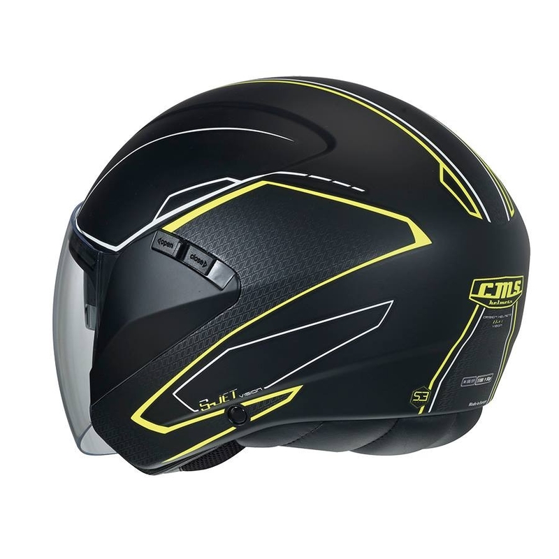 Otvorená prilba na motorku CMS S-JET Vision čierno-fluo žltá