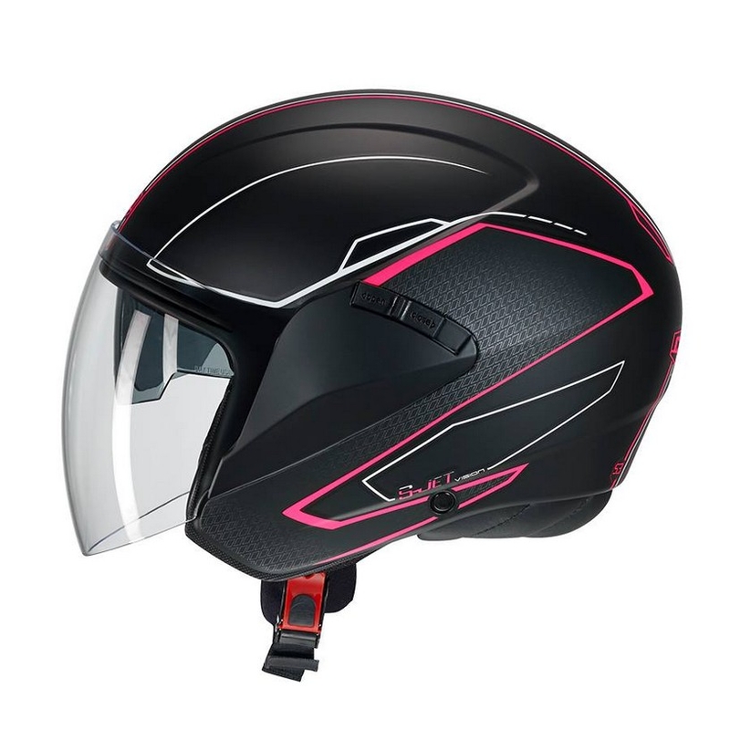 Otvorená prilba na motorku CMS S-JET Vision čierno-fuchsiová