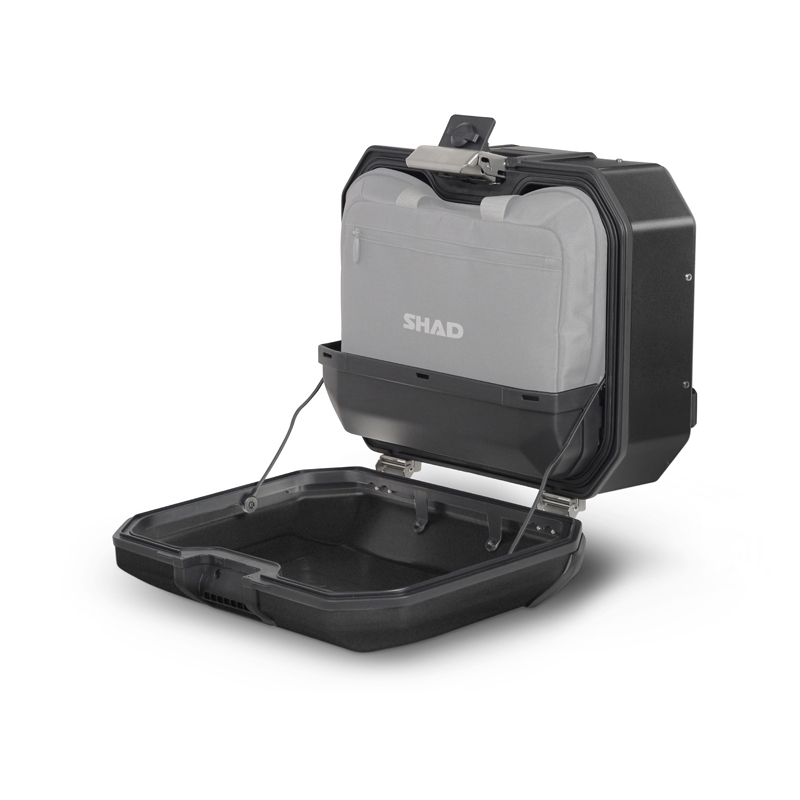 Kompletná sada čiernych hliníkových kufrov SHAD TERRA BLACK , 48 litrov vrchný kufor, 36/47 litrov bočné kufre, vrátane montážnej sady a platni SHAD HONDA CRF 1100 Africa Twin