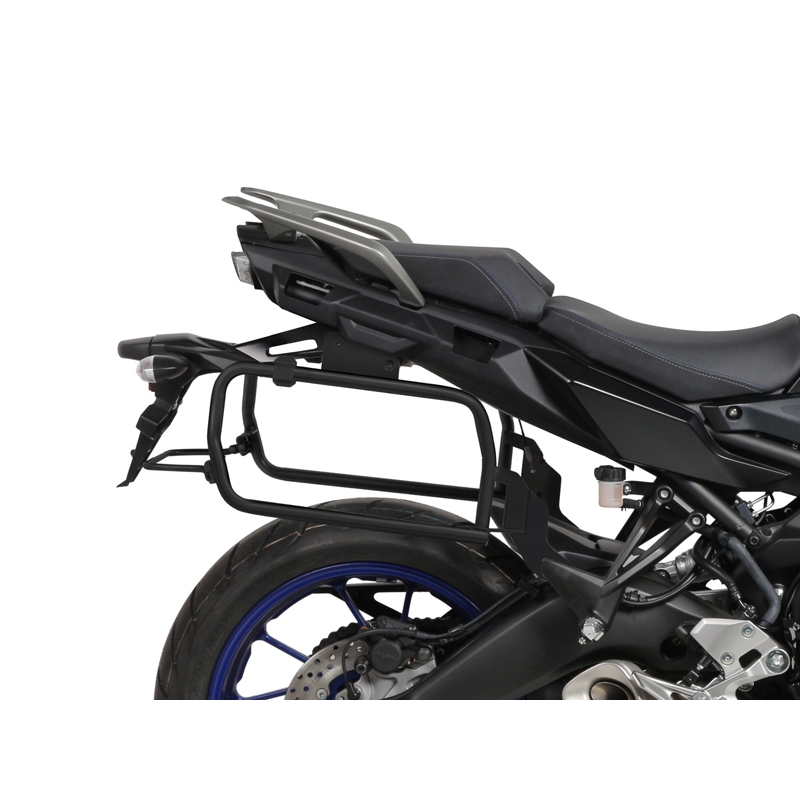Kompletná sada bočných čiernych hliníkových kufrov SHAD TERRA BLACK , 47/47 litrov bočné kufre, vrátane montážnej sady SHAD YAMAHA MT-09 Tracer / Tracer 900