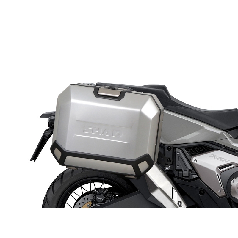 Kompletná sada bočných čiernych hliníkových kufrov SHAD TERRA BLACK , 36L/36/ bočné kufre, vrátane montážnej sady SHAD HONDA X-ADV 750