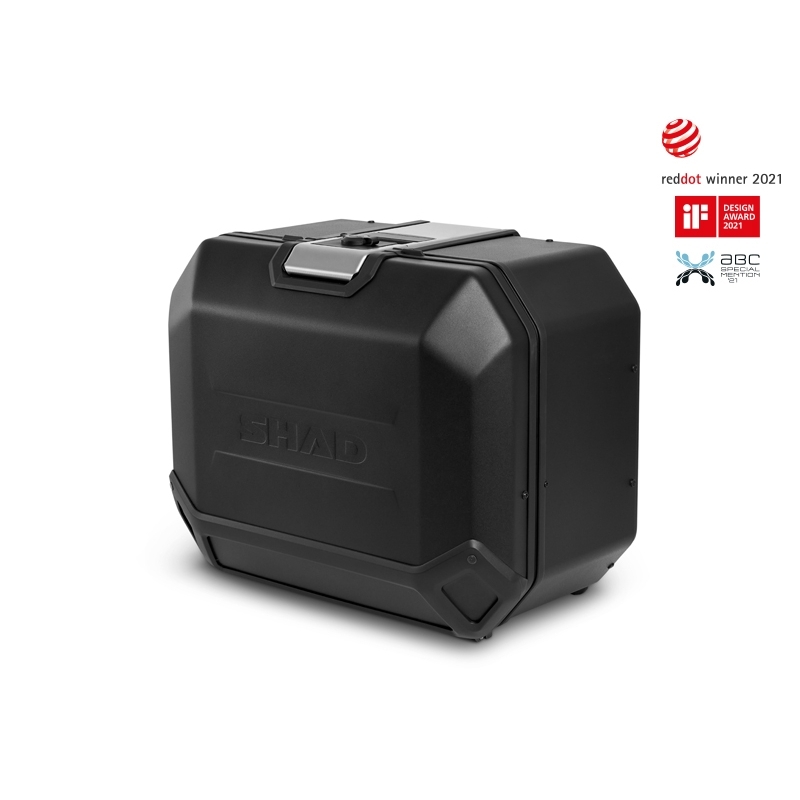 Kompletná sada bočných čiernych hliníkových kufrov SHAD TERRA BLACK , 47/47 litrov bočné kufre, vrátane montážnej sady SHAD SUZUKI DL 1000 V-Strom/ DL 1050 V-Strom