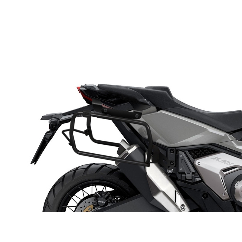 Kompletná sada čiernych hliníkových kufrov SHAD TERRA BLACK , 48 litrov vrchný kufor, 36/36 litrov bočné kufre, vrátane montážnej sady a platni SHAD HONDA X-ADV 750
