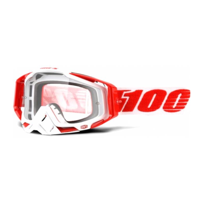 Okuliare 100 % Racecraft Bilal červeno-biele (číre plexisklo)