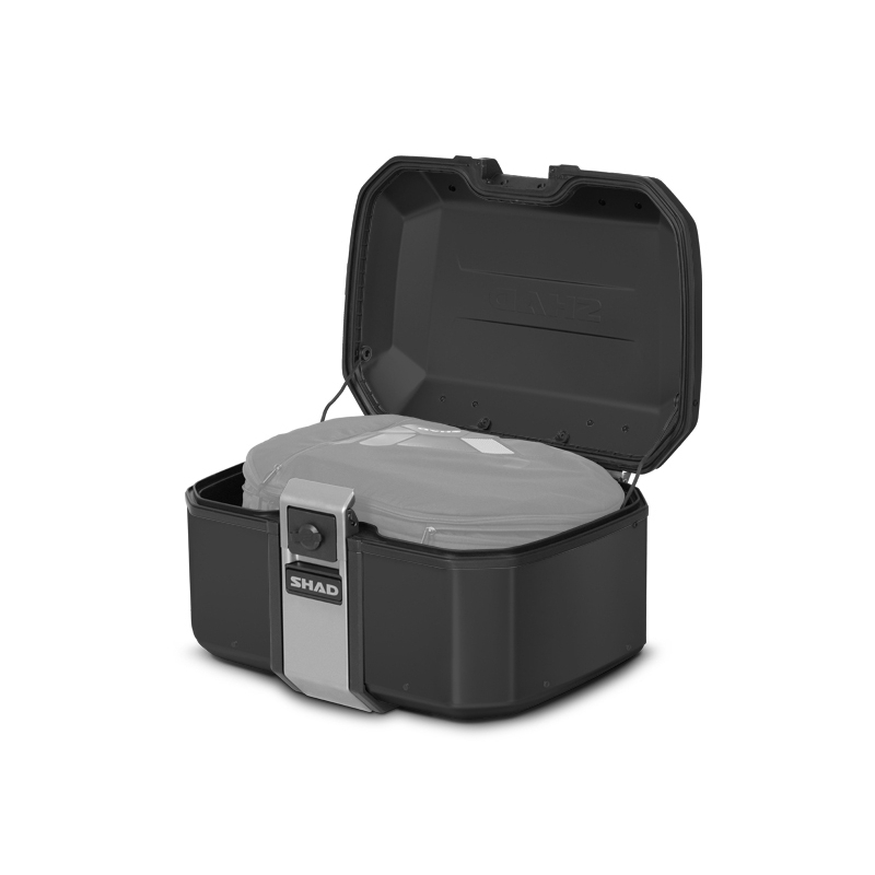 Kompletná sada sedlových brašní SHAD TERRA TR40 adventure a hliníkového kufra SHAD TERRA BLACK 55L, vrátane montážnej sady SHAD Voge 650DS / 650DSX