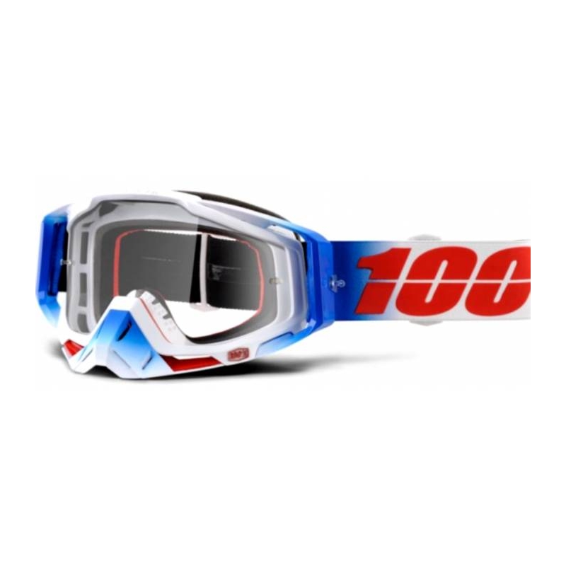 Okuliare 100 % Racecraft Fourth modro-bielo-červené (číre plexisklo)